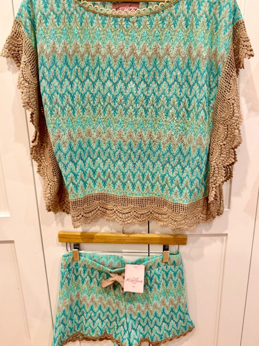 Miss June Paris Blue Crochet Set NWT XS/S